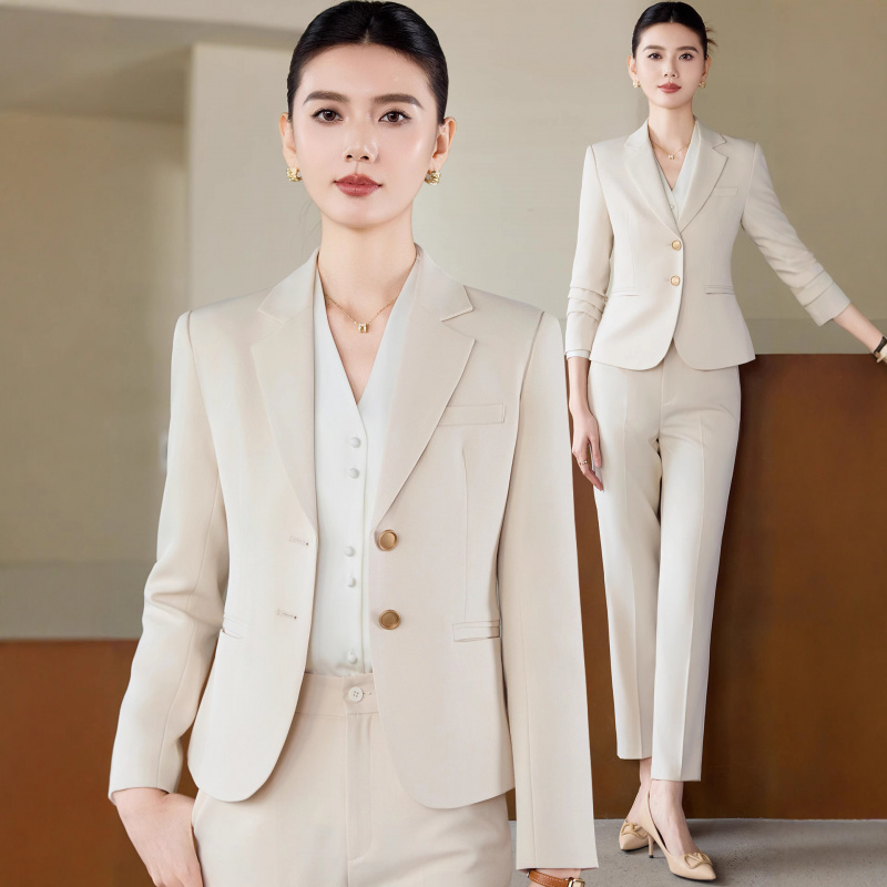 Women Formal Wear White Shirt - Weißer Aprikosenanzug für Damen, OLProfessionelles Pendler-Interview,