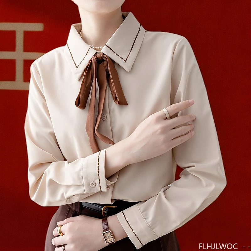 Women Formal Wear White Shirt - Fliege Formal Frühling Grundlegende Büro Dame