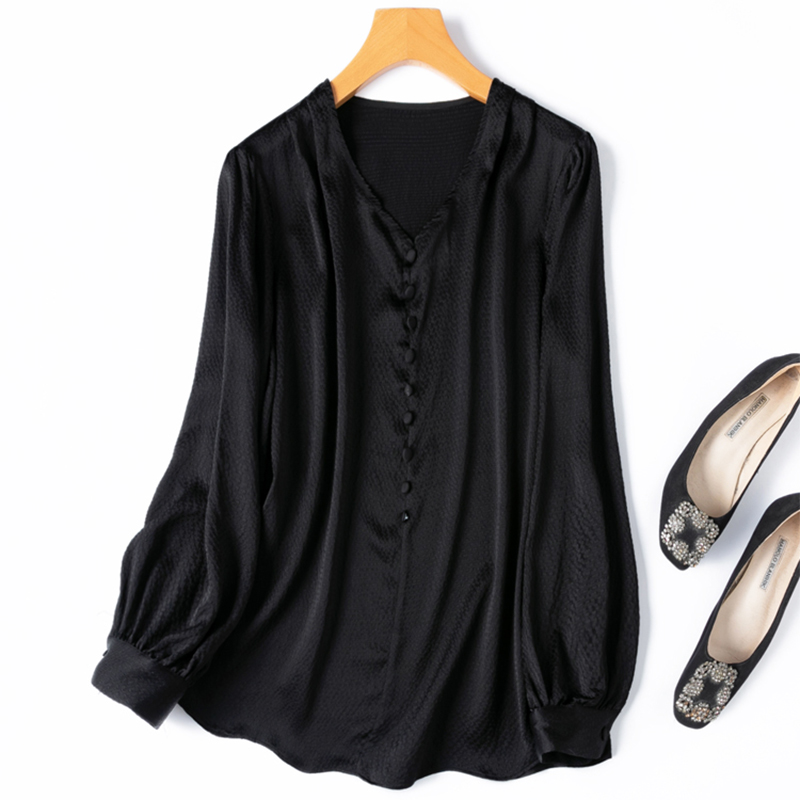Silk Blouse Button - Damen-Seidenbluse, 93 % Maulbeerseide, 7 %