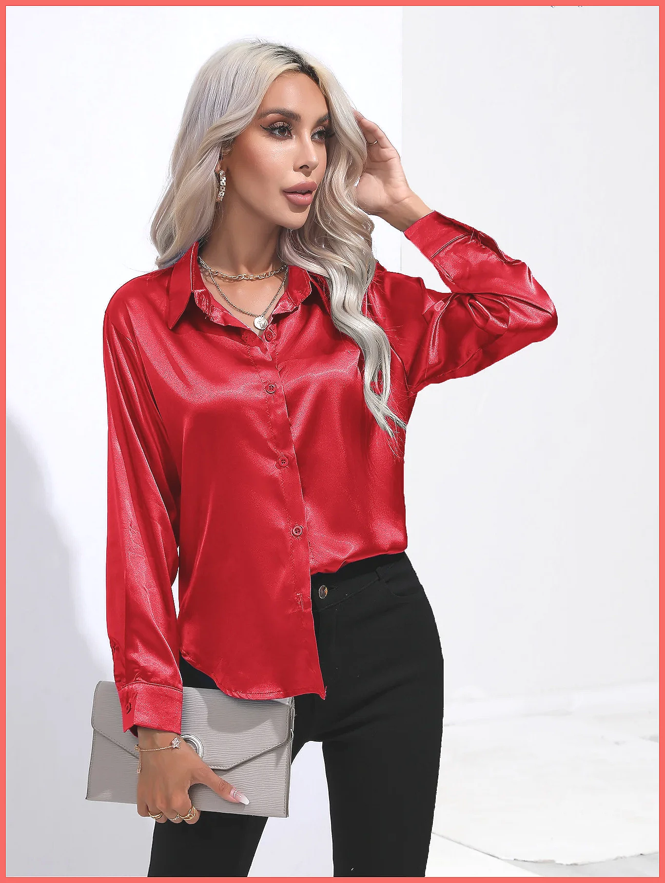 Silk Blouse Button - 2025 Frühling Sommer Satin-Hemd für Damen,