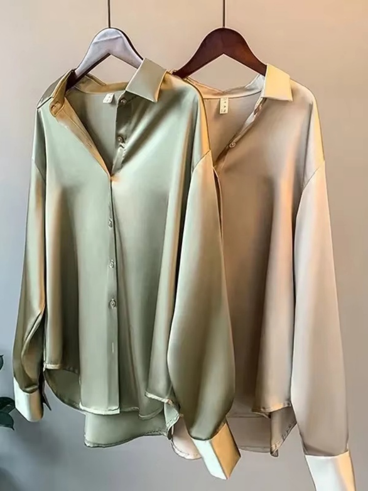 Silk Blouse Button - 2026 Elegante Satin-Bluse für Damen, Frühling