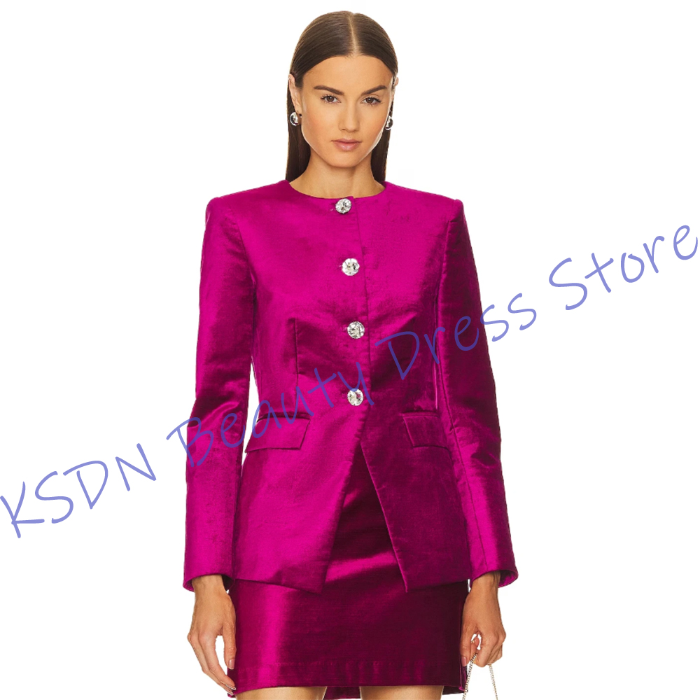 Women'S Elegant Formal Wear - Schicker Damen-Einreiher-Anzug in Pink, Satin-Zweiteiler (Jacke