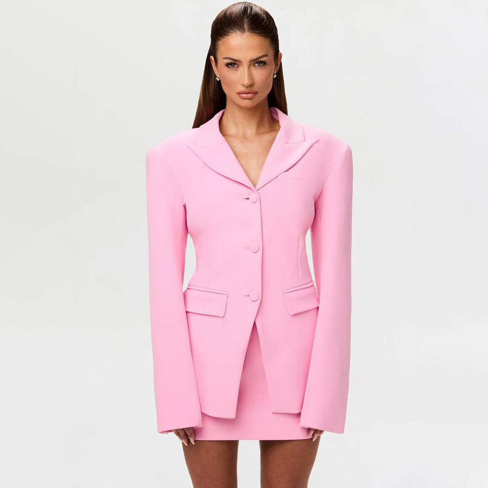 Women'S Elegant Formal Wear - Lebhaft Rosa Damen 2-Teiliges Anzug-Set Spitzrevers