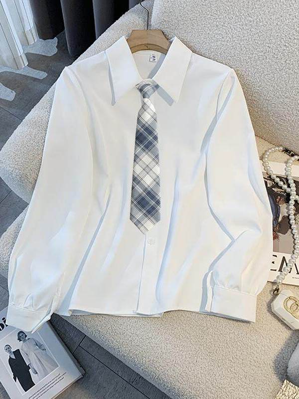 Women Formal Wear White Shirt - Weißes, lockeres Langarmshirt für Damen im
