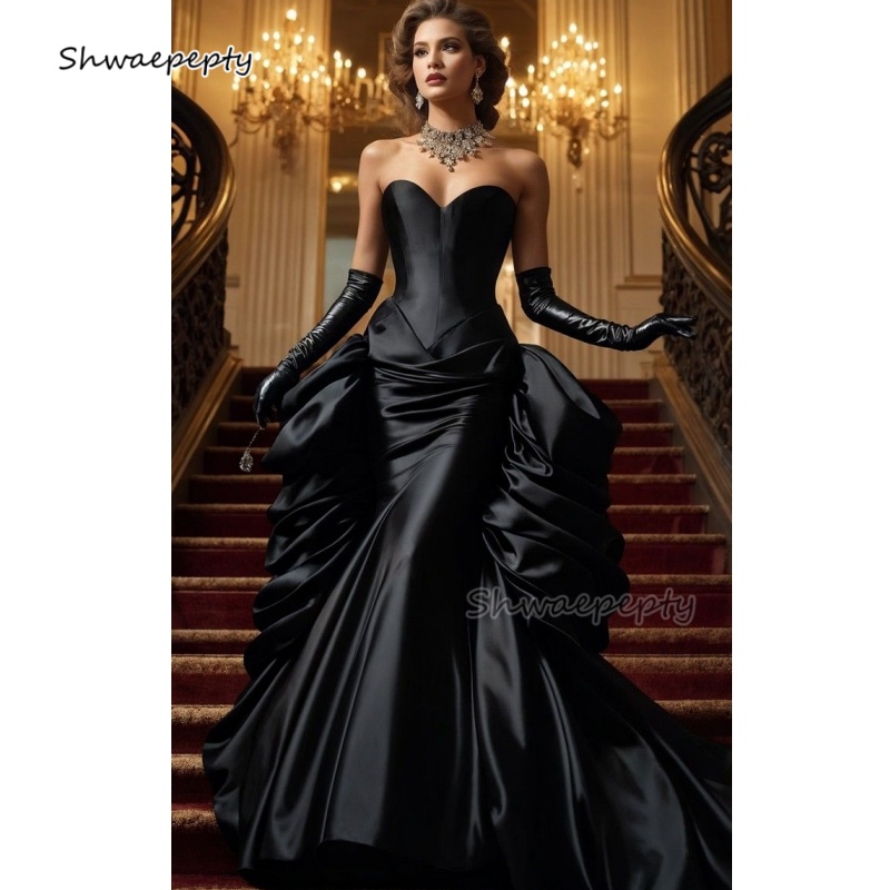 Victorian Women'S Formal Wear - Gerafftes viktorianisches Meerjungfrau-Abschlussballkleid im Vintage-Stil, herzförmig,