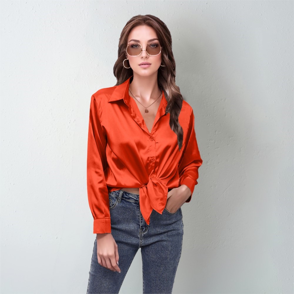 Silk Blouse Button - Frühling Satin Shirt Frauen Lose Button