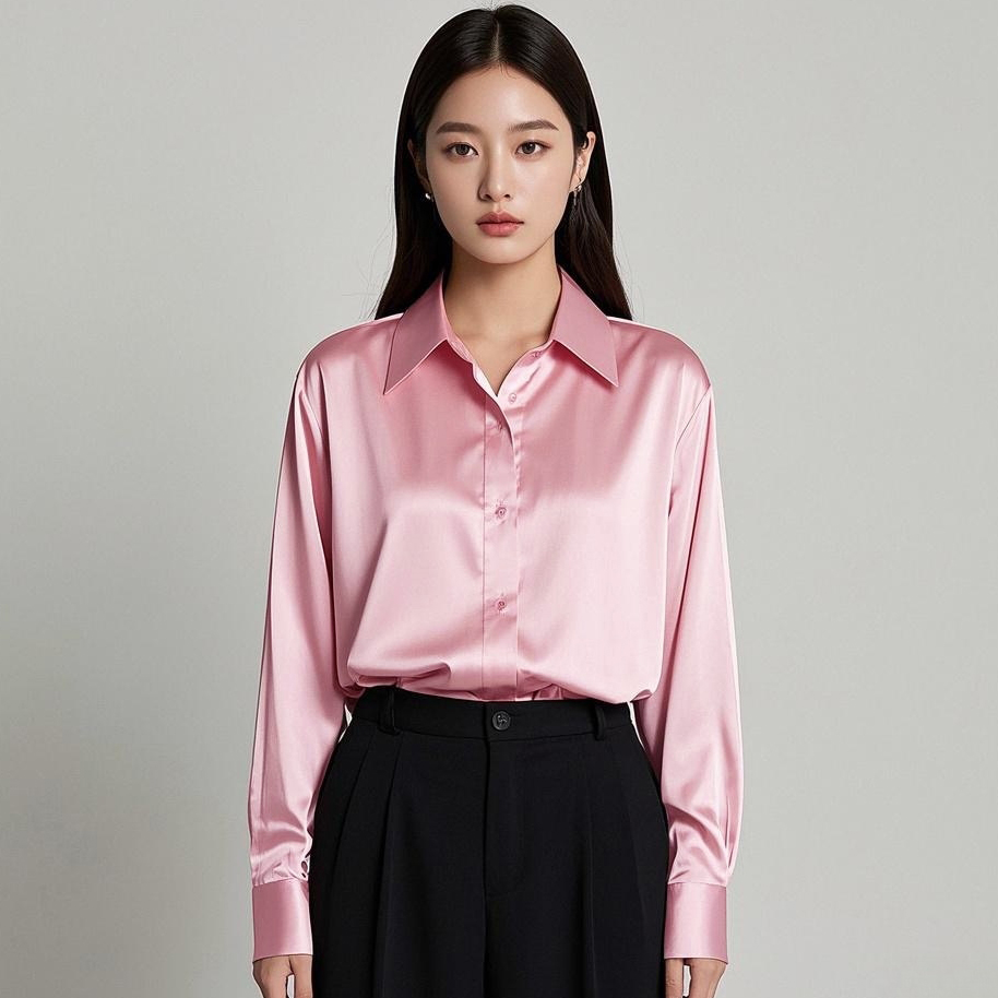 Silk Blouse Button - Koreanische Büro Dame Trend Casual Hemd