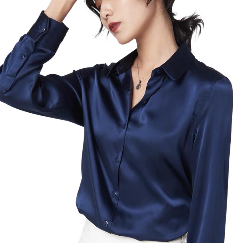 Elegante Satin Langarm Blusen  – Silk Blouse Button Bewertung und Preis