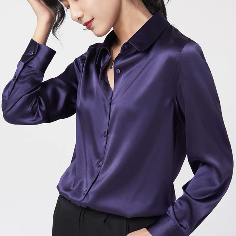 Elegante Satin Langarm Blusen  – Silk Blouse Button Bewertung und Preis