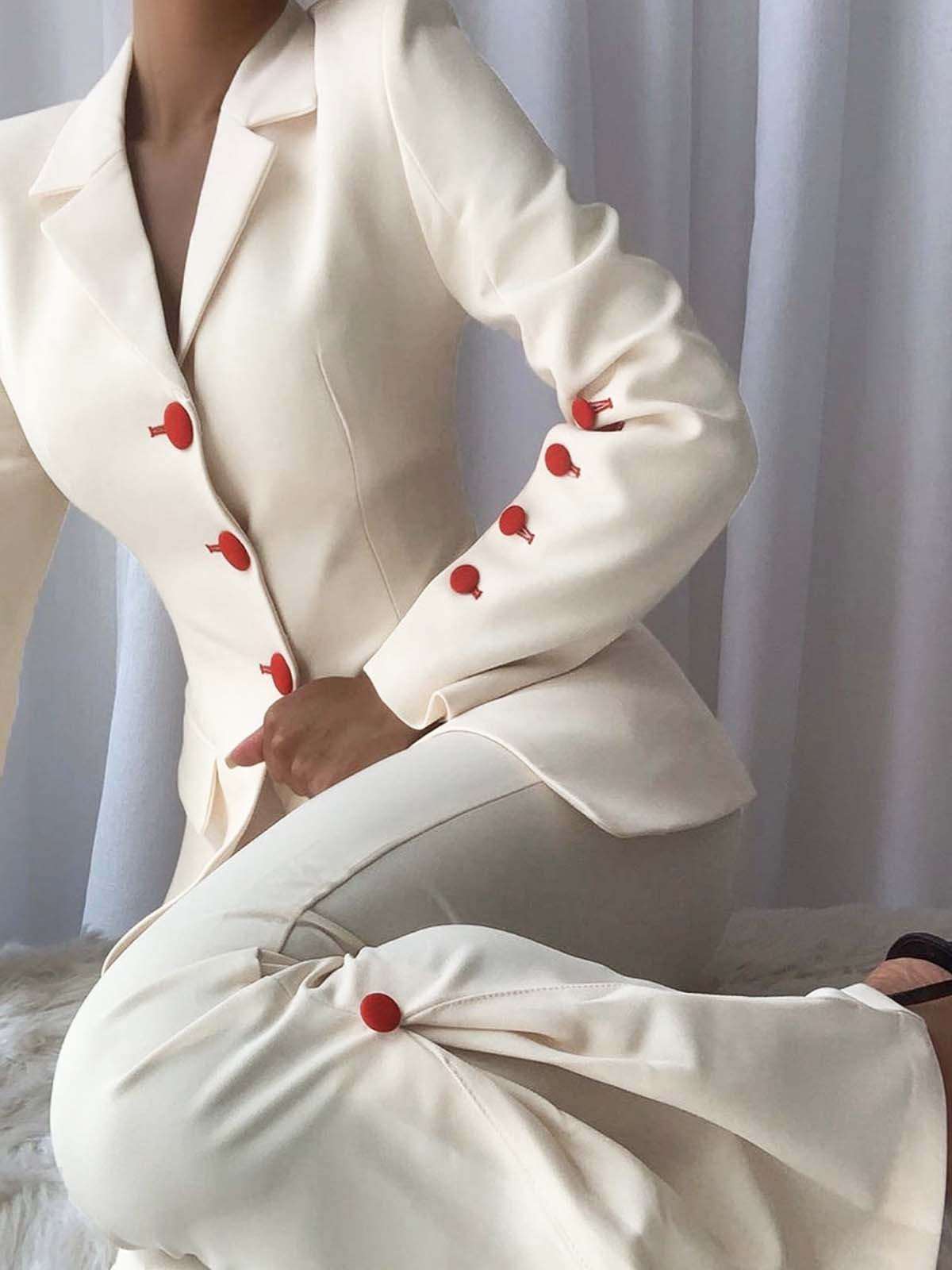 Rot-weiße Damen-Büroanzüge, ei – Women Formal Wear With Tie Bewertung und Preis