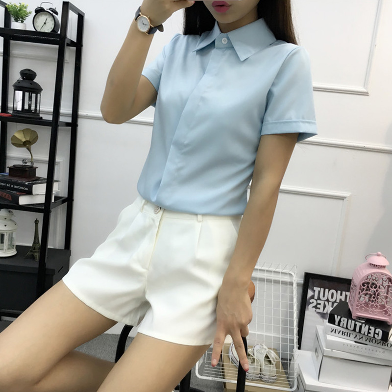 Weißes, lockeres Kurzarmhemd f – Women Formal Wear White Shirt Bewertung und Preis