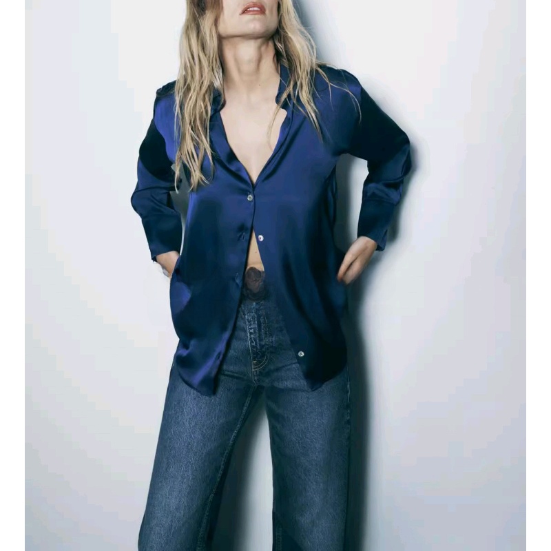 Klassischer Seidensatin-Look,  – Silk Blouse Button Bewertung und Preis