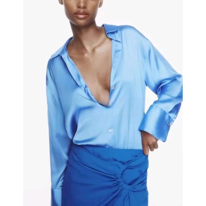 Klassischer Seidensatin-Look,  – Silk Blouse Button Bewertung und Preis