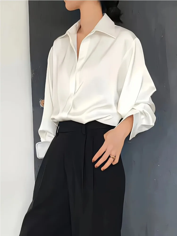 Plus Größe Casual Frauen Seide – Silk Blouse Button Bewertung und Preis
