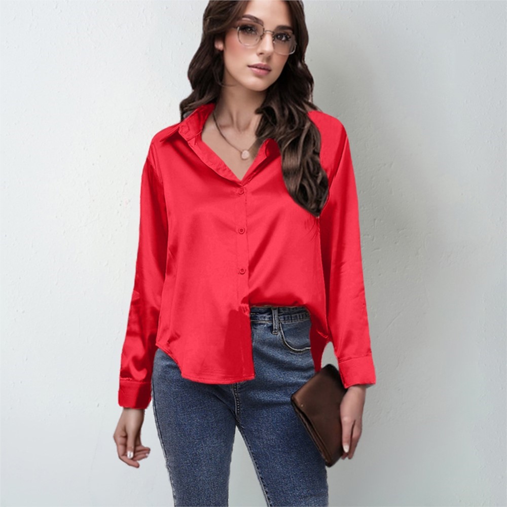 Frühling Satin Shirt Frauen Lo – Silk Blouse Button Bewertung und Preis