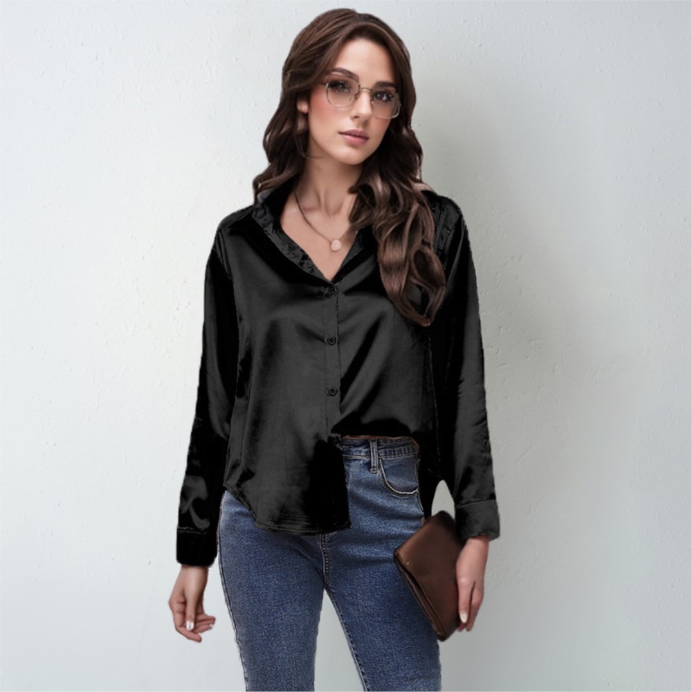 Frühling Satin Shirt Frauen Lo – Silk Blouse Button Bewertung und Preis